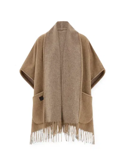 Ferragamo Cashmere Cape In Brown