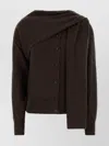 Ferragamo Cashmere Cardigan With Attached Scarf Detail In Brown