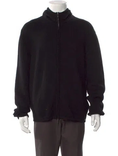 Pre-owned Ferragamo Cashmere Crew Neck Cardigan In Black