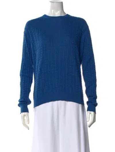 Pre-owned Ferragamo Cashmere Crew Neck Sweater In Blue