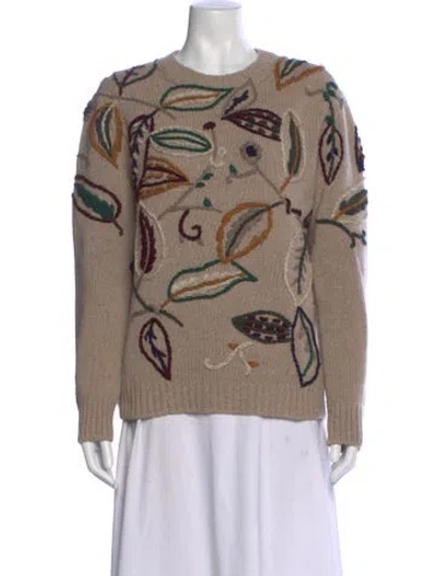Pre-owned Ferragamo Cashmere Floral Print Sweater In Neutral
