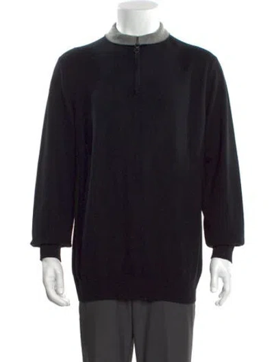 Pre-owned Ferragamo Cashmere Mock Neck Polo Sweater In Black