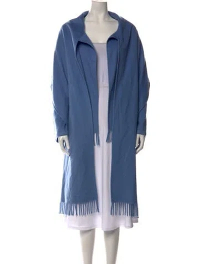 Pre-owned Ferragamo Cashmere Open Front Sweater In Blue