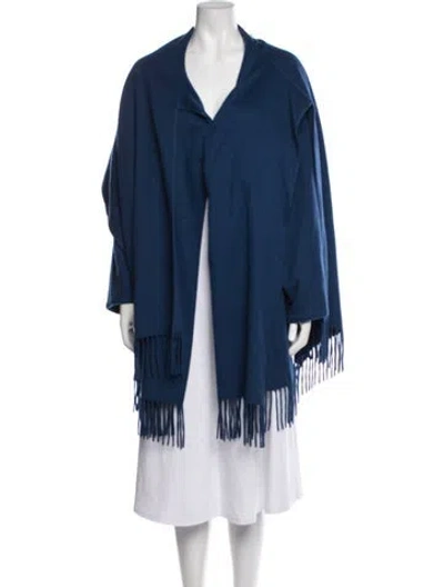 Pre-owned Ferragamo Cashmere Poncho In Blue