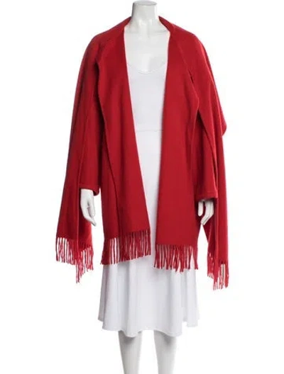 Pre-owned Ferragamo Cashmere Poncho In Red