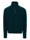 Ferragamo Cashmere Blend Sweater Ribbed Collar Cuffs Hem In Black