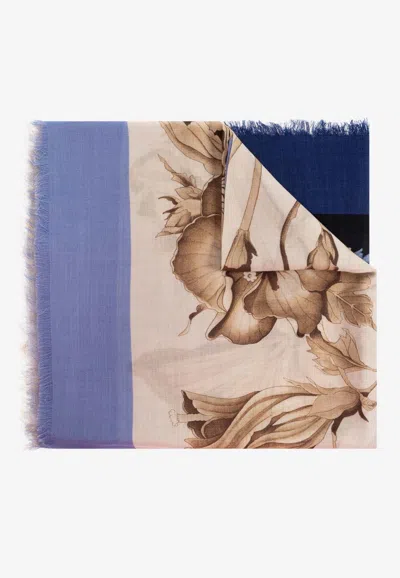 Ferragamo Cashmere Scarf With Floral Pattern In Multicolor