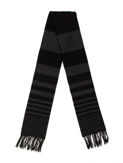 Pre-owned Ferragamo Cashmere Striped Scarf In Blue