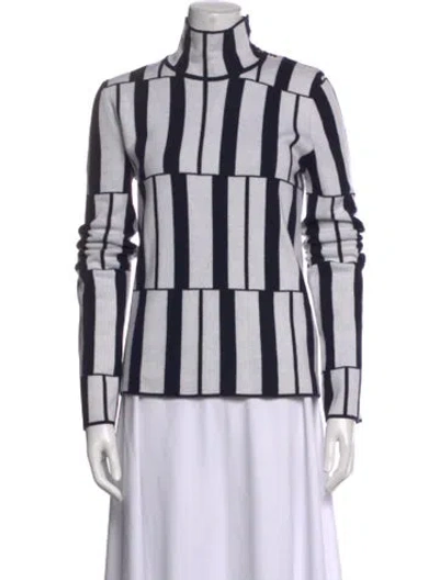 Pre-owned Ferragamo Cashmere Striped Sweater In White
