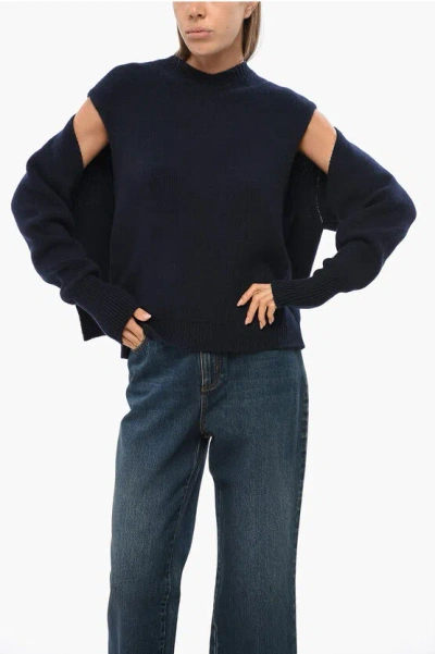 Ferragamo Cashmere V-neck Sweater With Cut-out Detail In Black