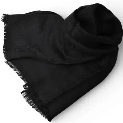 Pre-owned Ferragamo Cashmere Wool Silk Scarf () In Black