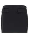 Ferragamo Flap-pocket Mini Skirt In Black