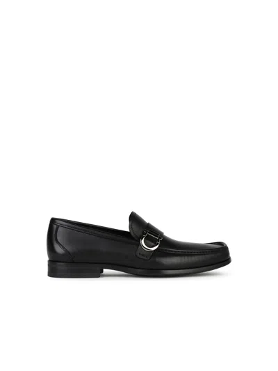 FERRAGAMO CASPIAN BLACK LEATHER LOAFERS