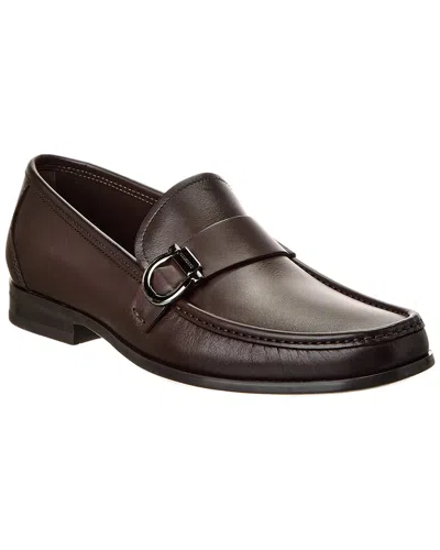 Ferragamo Loafers Metal Buckle Detail Round Toe In Brown