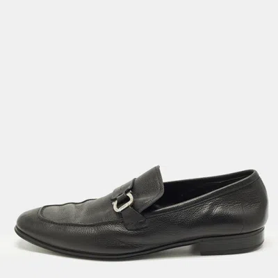 Pre-owned Ferragamo Caspian Size 42 Black Leather Loafers