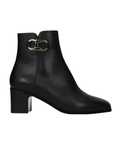Ferragamo Cassaro Series Short Boots In Black