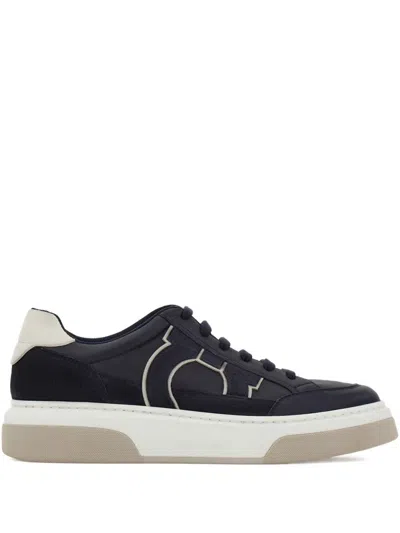 FERRAGAMO CASSINA GAN2 LEATHER SNEAKERS WITH SUEDE DETAILS
