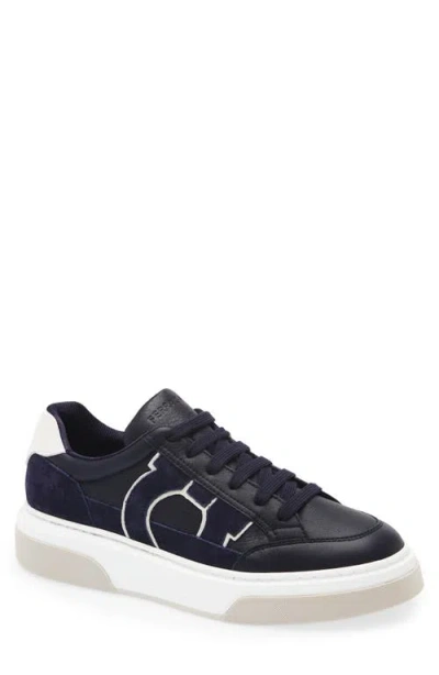 Ferragamo Cassina Gancio Low Top Sneaker In Blue