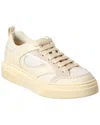 Ferragamo Cassina Leather & Mesh Sneaker In White