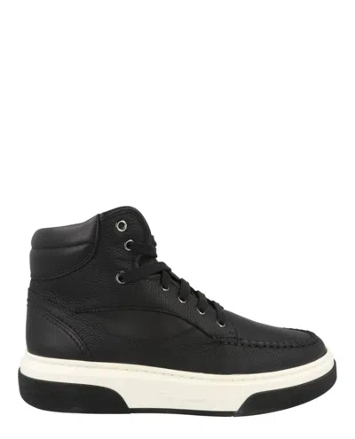 Ferragamo Cassina Leather High-top Sneakers In Black