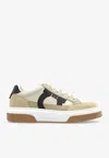 Ferragamo Beige Low Top Gancini Ornament Sneakers