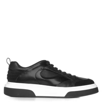 Ferragamo Cassina Leather Low-top Sneakers In Black