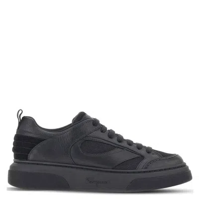 Ferragamo Cassina Leather Low-top Sneakers In Black