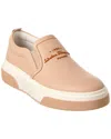 Ferragamo Cassina Leather Slip-on Sneaker In Pink