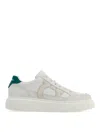 Ferragamo Cassina Leather Sneakers With Gancini Patch In Neutral