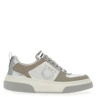 Ferragamo Cassina Low-top Gancini Sneakers In Gray