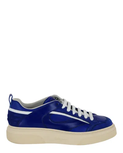 Ferragamo Cassini Low-top Sneakers In Blue