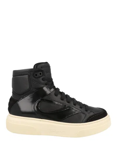 FERRAGAMO FERRAGAMO CASSIO LEATHER HIGH-TOP SNEAKERS