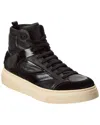 Ferragamo Cassio Leather High-top Sneakers In Black