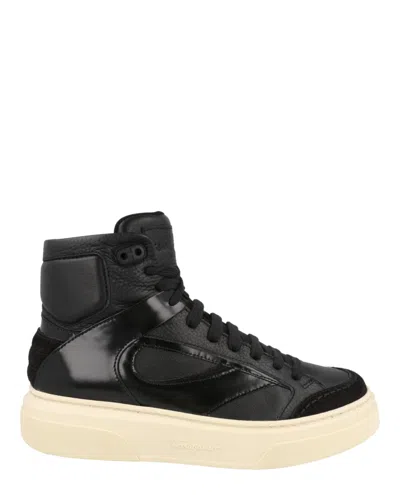 FERRAGAMO CASSIO LEATHER HIGH-TOP SNEAKERS