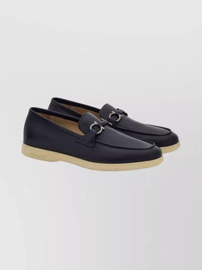 FERRAGAMO CASUAL LEATHER LOAFERS GANCINI DETAIL