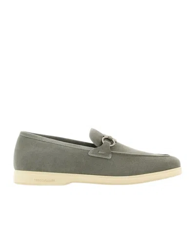 Ferragamo Casual Loafer With Gancini Ornament In Gray