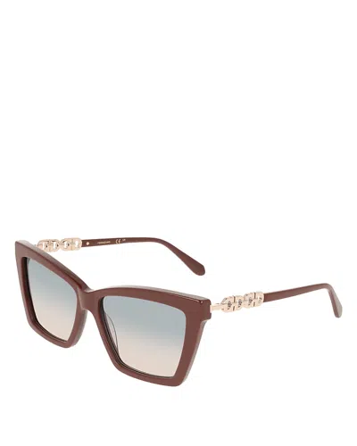 Ferragamo Cat Eye Sunglasses, 57mm In Brown
