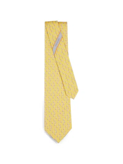 Ferragamo Catamarano Sailboat-print Tie In Yellow