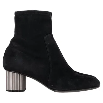 Ferragamo Catania Ankle Stretch Boots In Black Suede