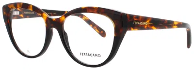 Ferragamo Cat-eye Acetate Eyeglasses 53-17-140 In 241 - Tortoise/black / Demo