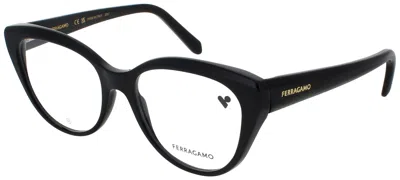 Ferragamo Cat-eye Acetate Eyeglasses 53mm In 001 - Black / Demo