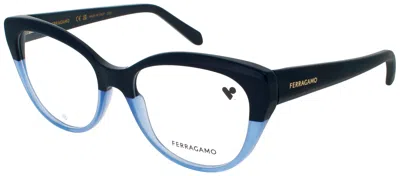 Ferragamo Cat-eye Eyeglasses 53mm In 414 - Blue / Demo