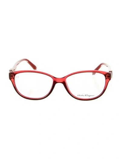 Pre-owned Ferragamo Cat-eye Eyeglasses In Red