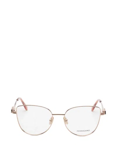 Ferragamo Cat-eye Frame Glasses In Gold