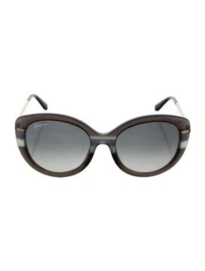 Pre-owned Ferragamo Cat-eye Gradient Sunglasses In Blue/clear/grey