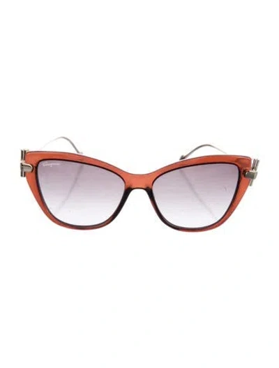 Pre-owned Ferragamo Cat-eye Gradient Sunglasses In Brown