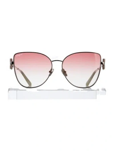 Pre-owned Ferragamo Cat-eye Gradient Sunglasses In Silver