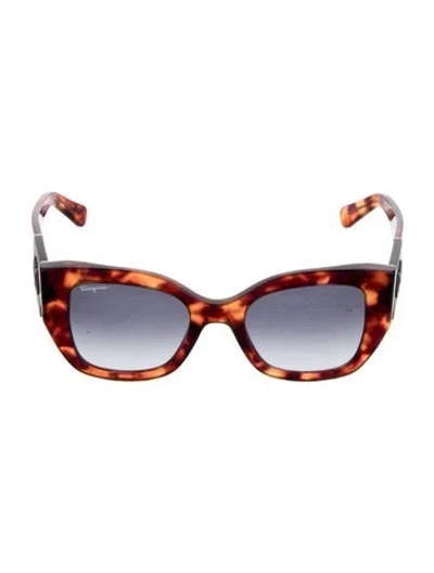 Pre-owned Ferragamo Cat-eye Mirrored Sunglasses In Brown