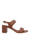 Ferragamo Cayla 55 Woman Sandals Brown Size 7 Calfskin In Brown