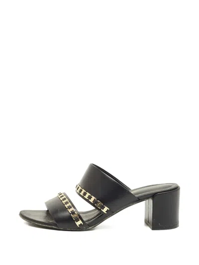 Pre-owned Ferragamo Chain-detail Leather Sandal In Black
